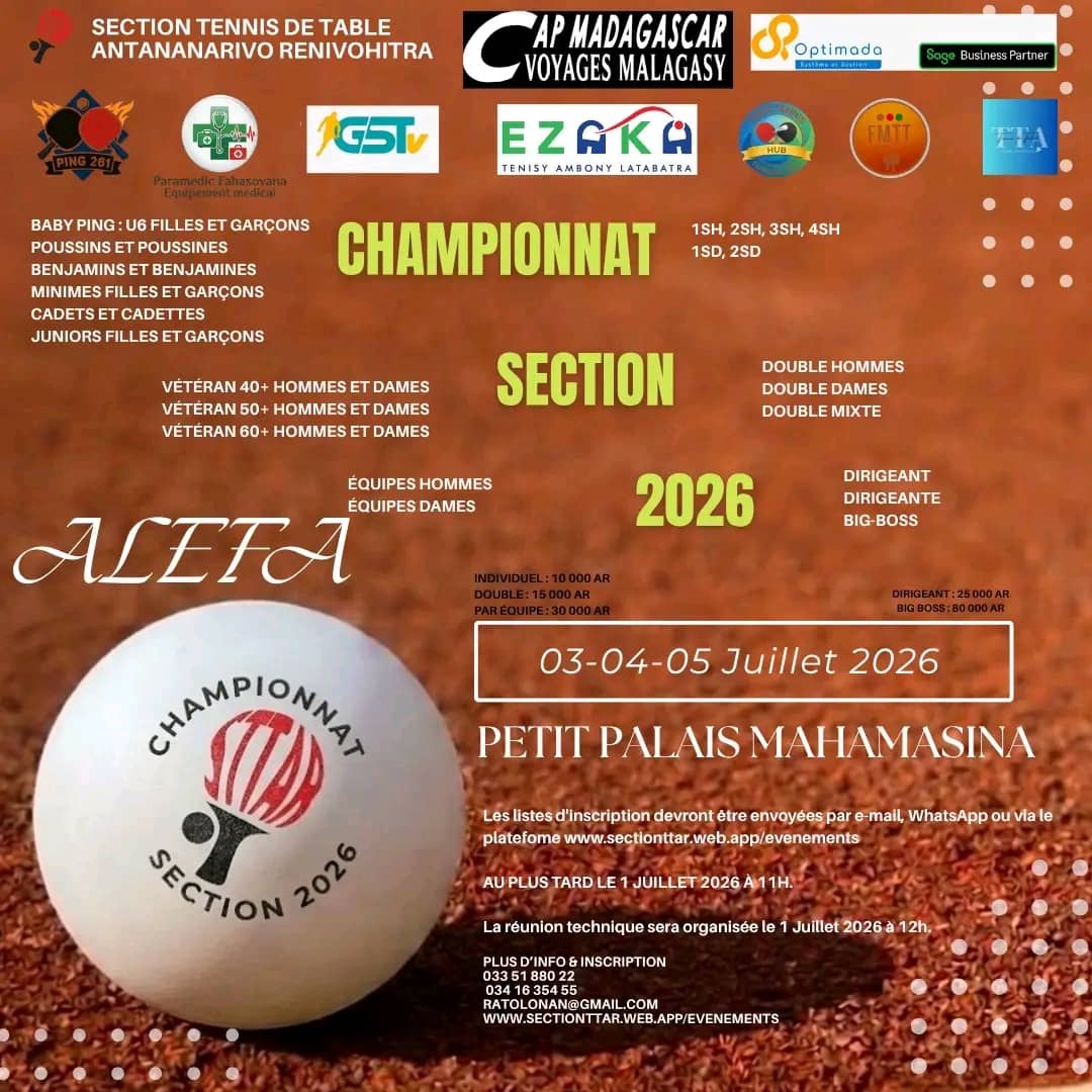 Championnat de section 2026 pour Antananarivo Renivohitra